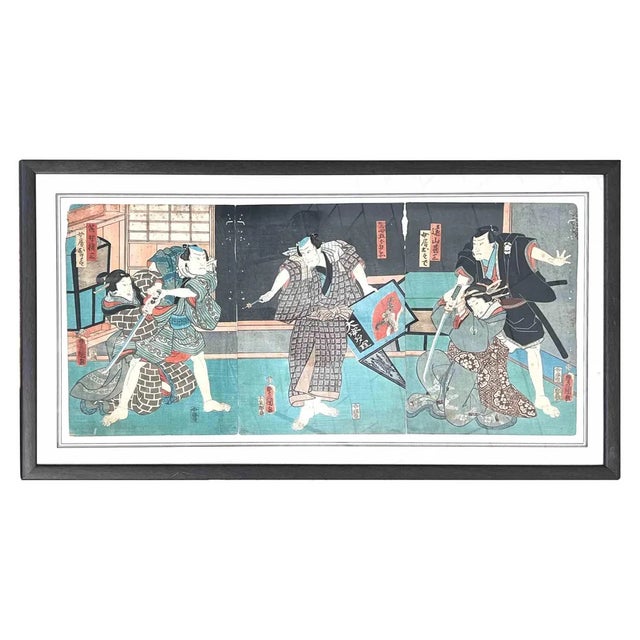Utagawa Kunisada, Kabuki Scene, Woodcut Print, 1850s For Sale