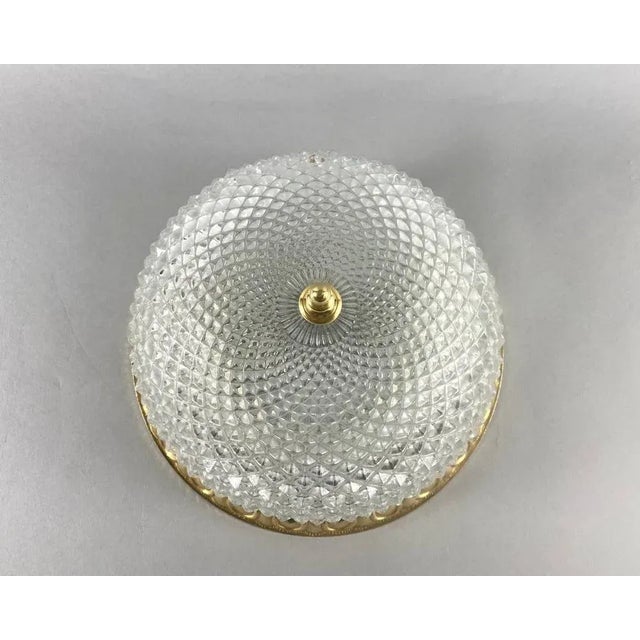 Vintage Ceiling Lamp in Glass Shade & Gilt Bronze Fitting For Sale - Image 3 of 8