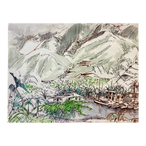 1970s Ivy Attwell Tropical Coast Painting