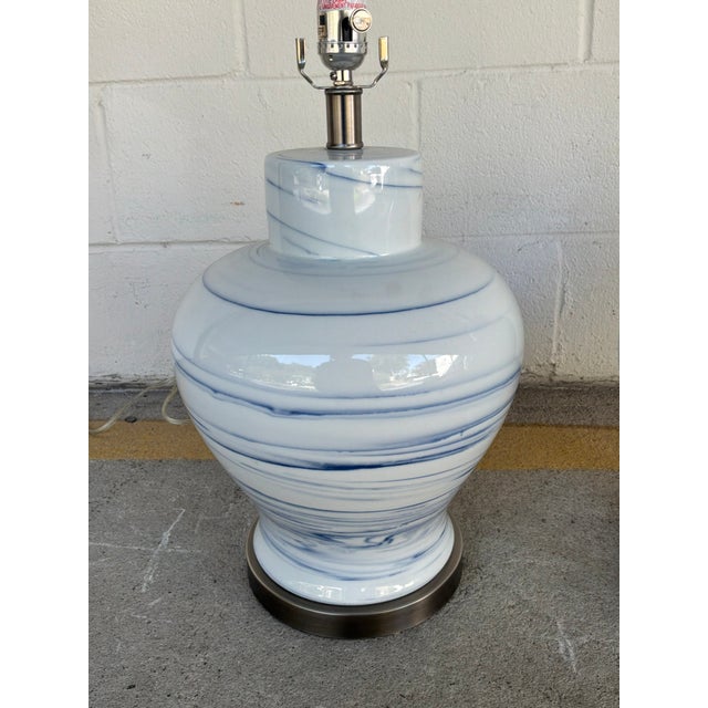 Contemporary Currey & Co Prototype Porcelain Jar Lamps - Pair. For Sale - Image 3 of 4