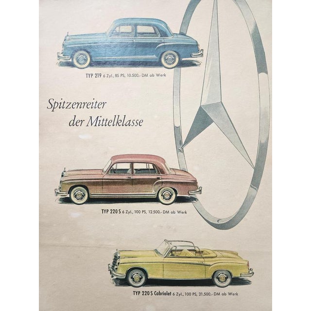 Art Deco Mercedes Benz Automobile Advertising Poster, 1930s For Sale - Image 6 of 9