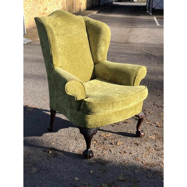 Antique Library Armchair with Fine Carved Mahogany Legs For Sale - Image 5 of 8