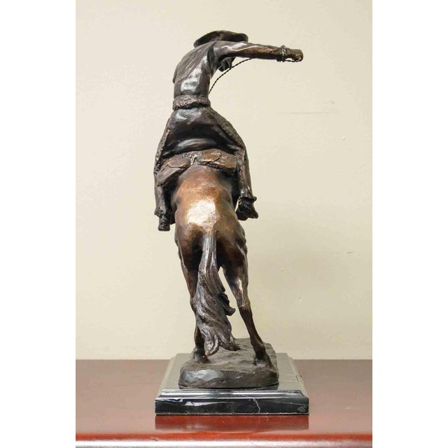 Wooly Chaps Bronze Sculpture on Marble Base, after Frederic Remington For Sale - Image 4 of 12