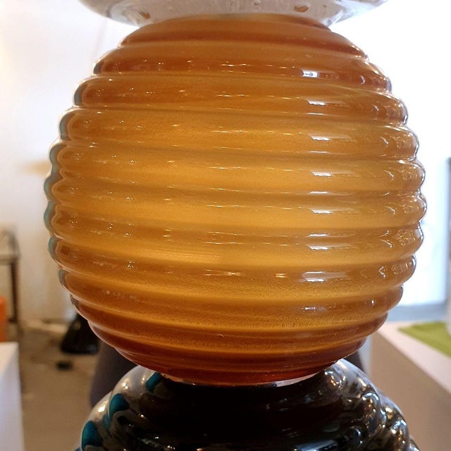 White 1980s Mid-Century Modern Murano Glass Table Lamp For Sale - Image 8 of 10
