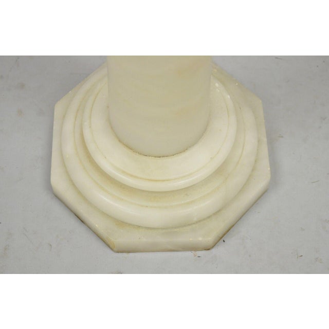Antique Alabaster Marble Empire Style Carved Column Pedestal Plant Stand For Sale In Philadelphia - Image 6 of 12