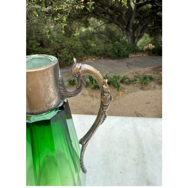 1930s Antique Beveled Decanter | Prism Glass & Brass (Missing Top) For Sale - Image 5 of 8