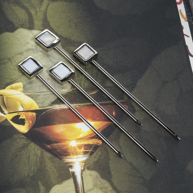 Modern Spiga 4-Piece Set Cocktail Picks , Nickel For Sale - Image 3 of 6