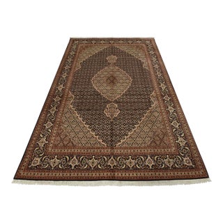 Tabriz Mahi Rug 6’6” X 9’8” Blue Wool Vintage Traditional Hand-Knotted Carpet For Sale