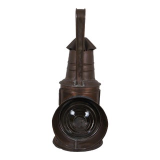 Antique Japanese Copper Bullseye Railway Boat Lantern Police Signal Oil Lamp For Sale