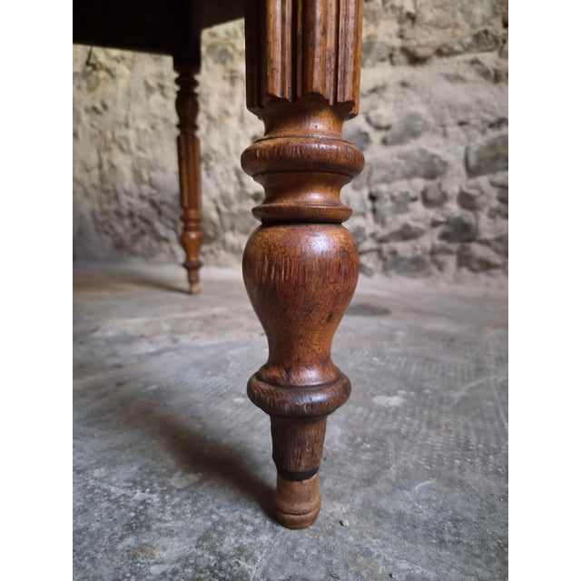 Antique French Round Oak Drop-Leaf Dining Table, 1870s For Sale - Image 9 of 18