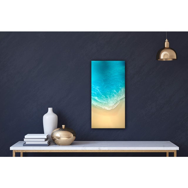 Abstract White Sand Beach #32 by Ana Hefco | Layered resin on wood panel Abstract depiction of ocean waves and sand. For Sale - Image 3 of 3