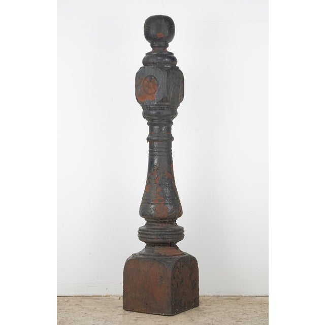 Black Pair of Antique Victorian 48 In. Cast Iron Newel Posts For Sale - Image 8 of 13