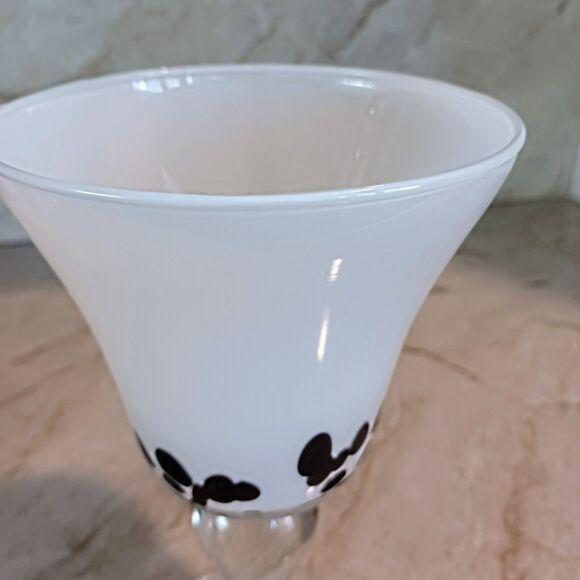 Murano Martini Drinking Glass Handblown WHITE BROWN Spots Art Deco Bareware VNT 1 Vintage Glass. This Murano Glass large...