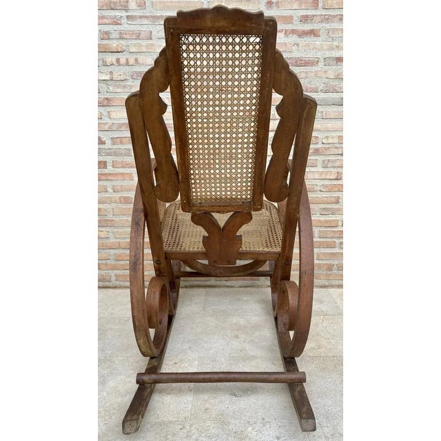 Set of 20th Century Art Deco Bentwood Rocking Chairs with Reed Seats For Sale - Image 10 of 11