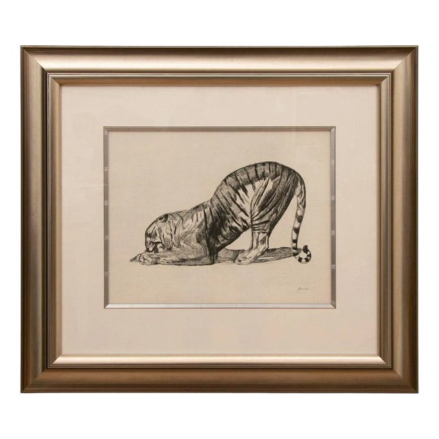 Art Deco Tiger Lithograph by Paul Jouve, 1920s For Sale