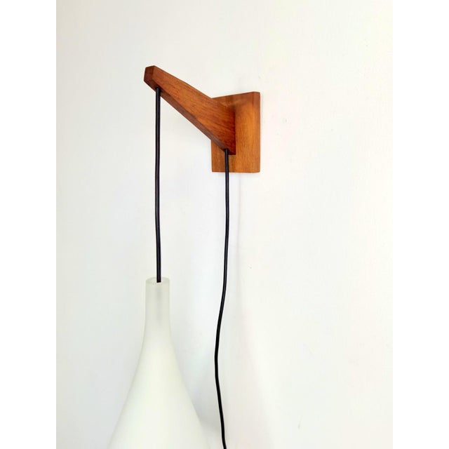 Vintage Tear Drop Wall Lamp in Teak and White Glass, Denmark, 1960s For Sale - Image 10 of 14