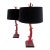 1990s Tanner Kenzie for Arteriors Coral Red Resin Table Lamps With Original Black Velvet Shades - a Pair For Sale
