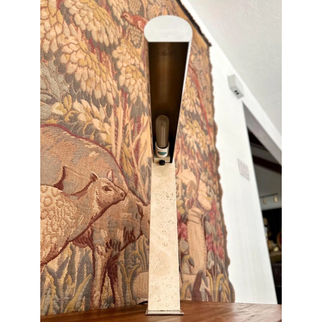 1970s 1970s Raymor Travertine and Chrome Table Lamp For Sale - Image 5 of 10