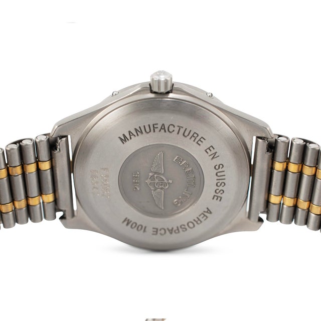 Early 21st Century Breitling Aerospace 40mm F56062 Blue Dial Titanium Two Tone Quartz Watch For Sale - Image 5 of 10