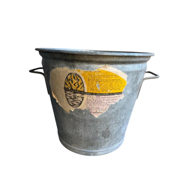 French Zinc Bucket With Original Labels For Sale - Image 4 of 4
