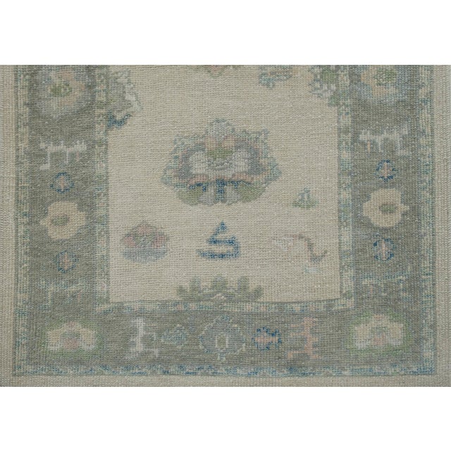 Turkish Oushak Rug Green & Blue Handwoven Wool Rug 3'2" X 6' For Sale - Image 9 of 11
