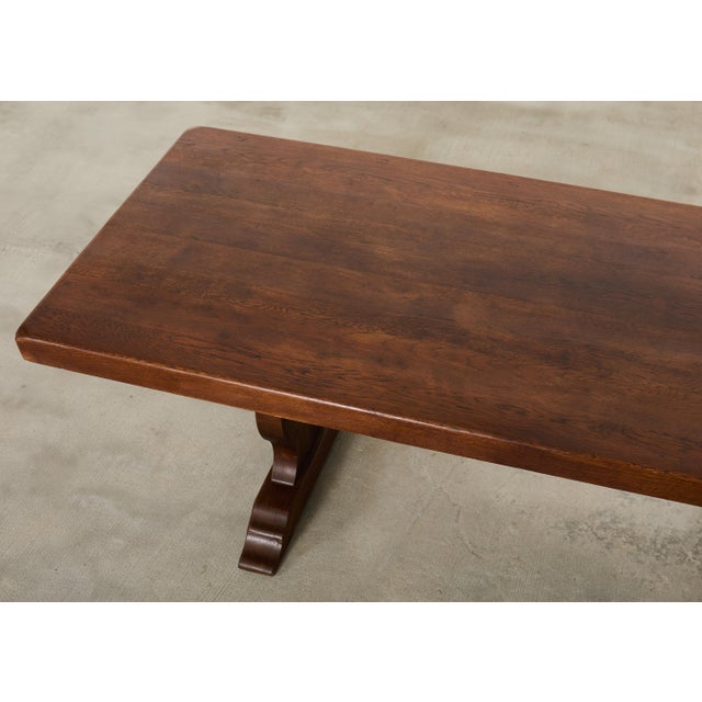 Country French Oak Farmhouse Trestle Dining Table For Sale - Image 11 of 18