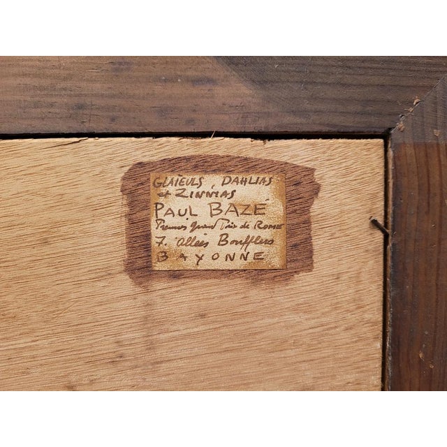 Paul Robert Bazé, Dahlias and Camellias, 1970s, Oil on Board, Framed For Sale - Image 18 of 18