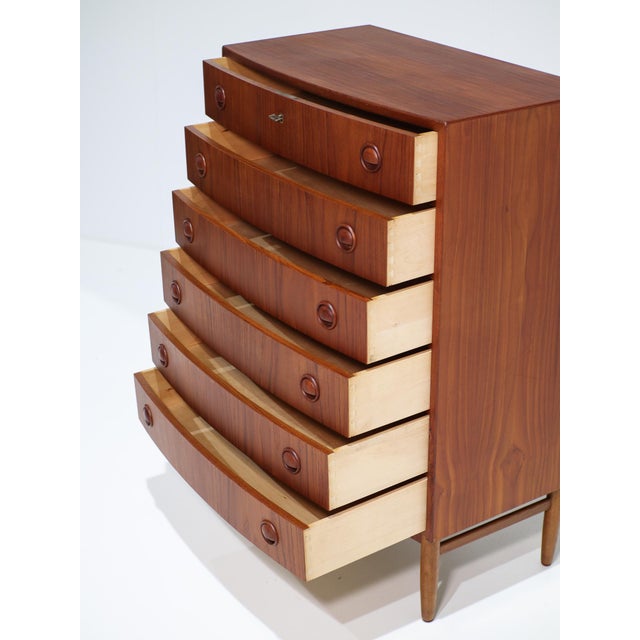 Curved Chest of Drawers in Teak by Kai Kristiansen, Denmark, 1960s For Sale - Image 14 of 17