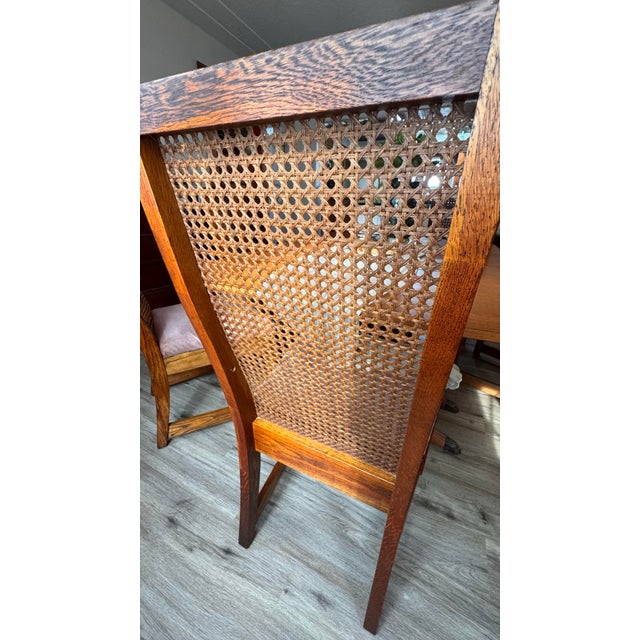 Wood 1970's Bernhardt Mid-Century Modern Oak & Cane High Back Dining Chairs - Set of 6 For Sale - Image 7 of 12