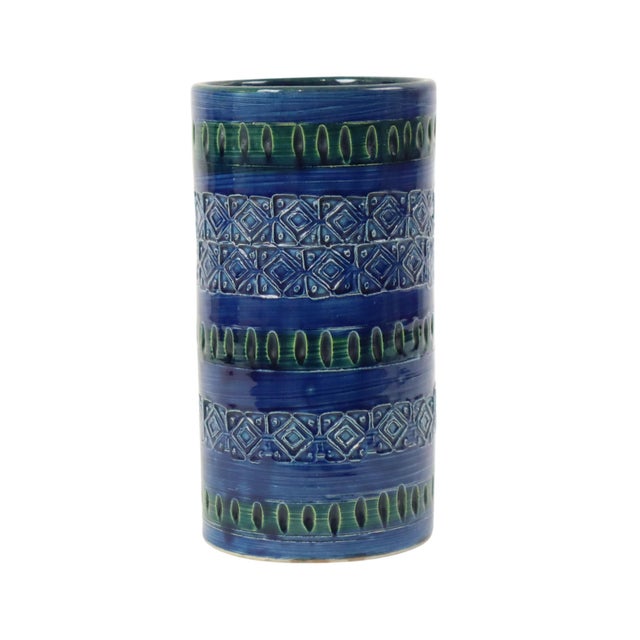 Vintage Italian Ceramiche Minerva Blue Ceramic Vase, 1960s For Sale - Image 4 of 12