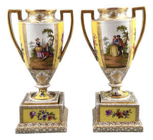 Architectural Porcelain Urns by Helena Wolfsohn for Dresden, 1880s, Set of 2