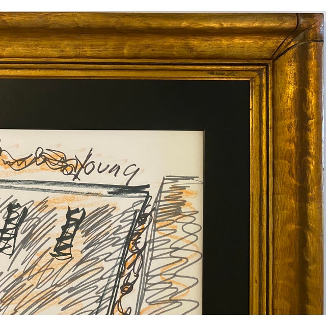 Late 20th Century Original Purvis Young Miami Urban Expressionist Mixed Media Drawing Framed For Sale - Image 5 of 12