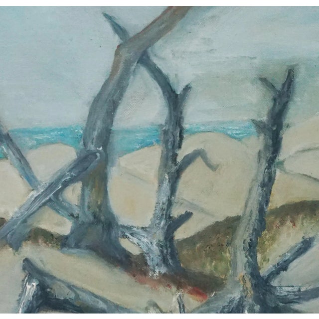 American Driftwood on the Beach, Mid Century Coastal Landscape by Genevieve Rogers For Sale - Image 3 of 7