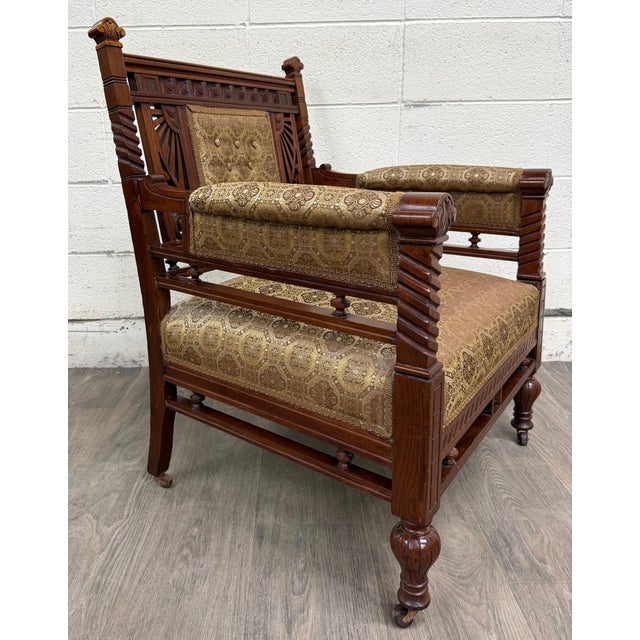 Antique Victorian Eastlake Library Chair Lounge Chair Armchair For Sale - Image 4 of 16