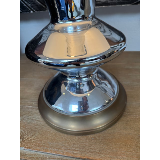 Chrome + Brass Modernist Table Lamp For Sale - Image 9 of 12