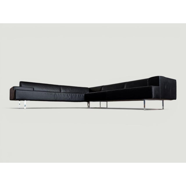 Quadra Black Leather Sectional Sofa by Poltrona Frau, 2005 For Sale - Image 10 of 18