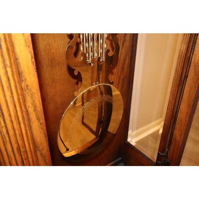1990s Howard Miller Oak Grandfather Clock With Kieninger Triple Chime Movement and Moon Dial For Sale - Image 16 of 18
