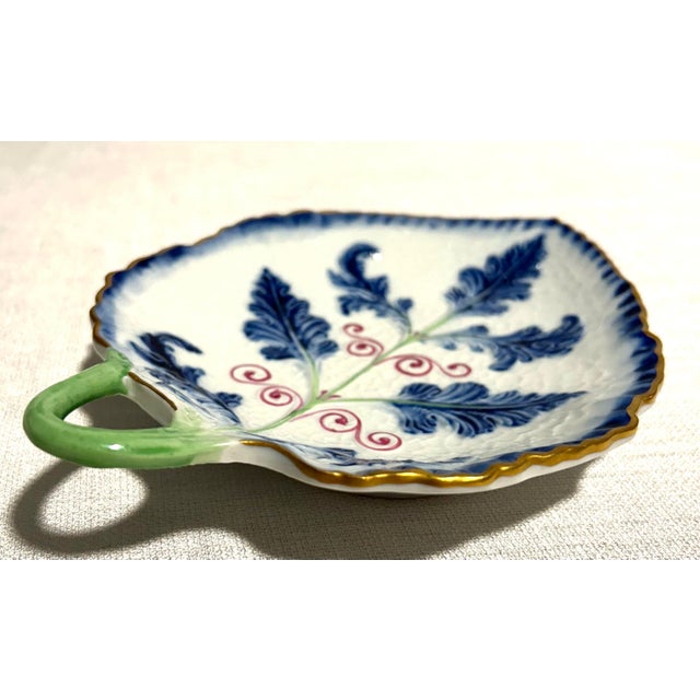 Mid 20th Century MCM Italian Sèvres Hand Made Porcelain Leaf With Gold Rim Catchall For Sale - Image 5 of 8