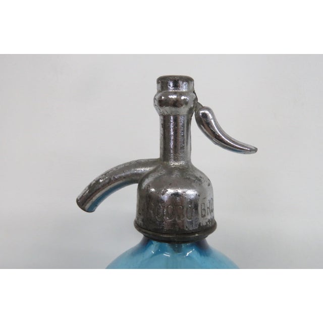 Larocco Bros Blue Glass Seltzer Bottle 26 Oz Middletown Ny Made in Czech 4822b For Sale - Image 16 of 18
