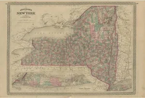 Antique Map of New York by Johnson, 1872