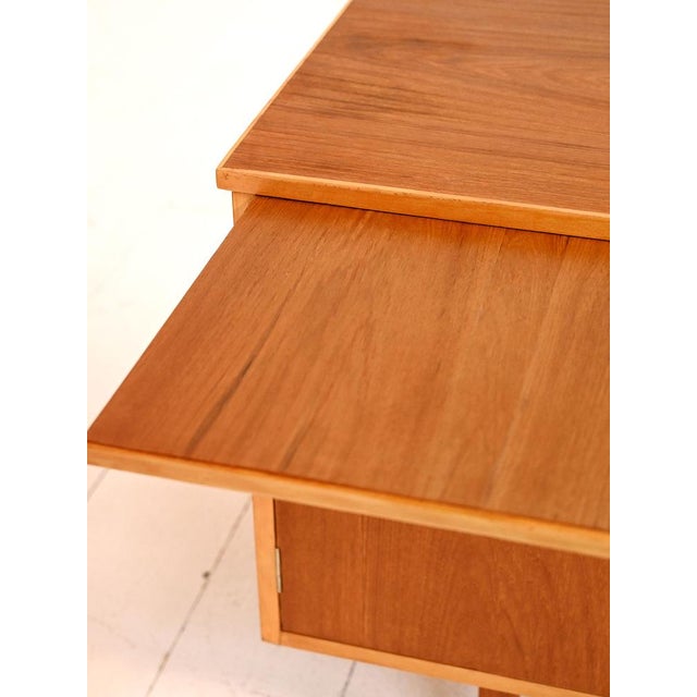 Brown Scandinavian Teak Sideboard with Pull-Out Top, 1960s For Sale - Image 8 of 11