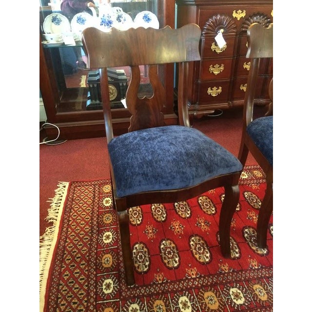 Item: Antique Empire Chairs, offered as a pair. Age & Condition: Circa 1840. Good, refinished and reupholstered....