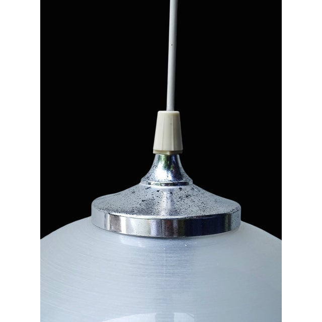 1970s Vintage Italian Space Age Pendant Light in Acrylic Glass, Chrome and Steel, 1970s For Sale - Image 5 of 12