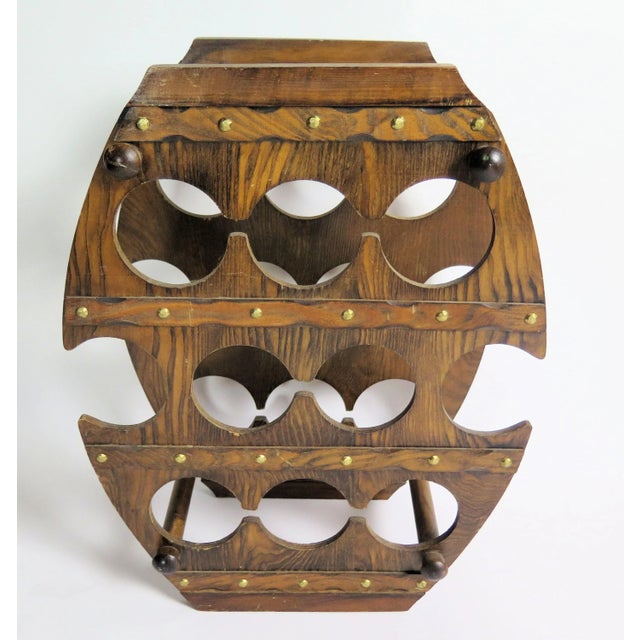 Vintage 1980s Wooden 8 Bottle Wine Rack For Sale - Image 4 of 5