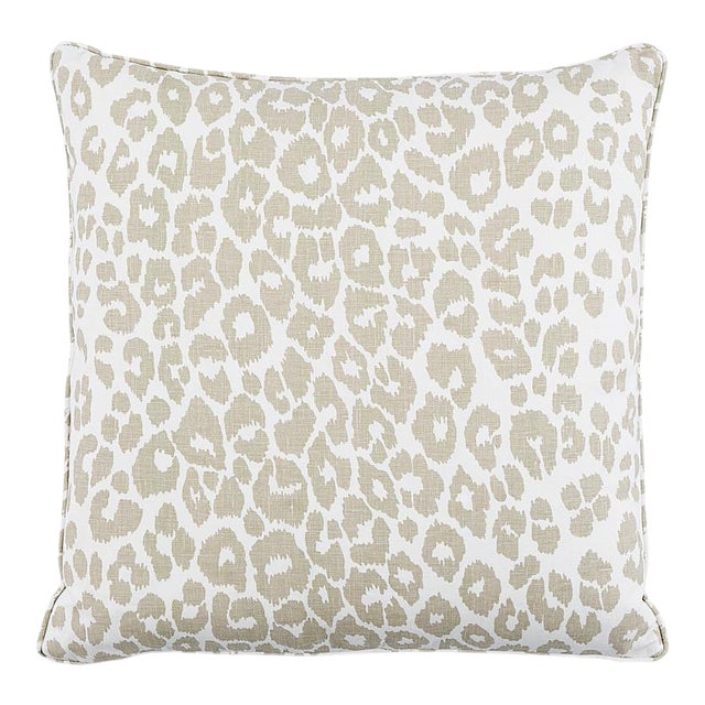 Schumacher Iconic Leopard 24" Pillow in Linen For Sale