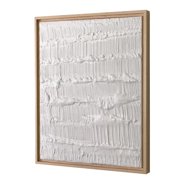 Abstract Minimalist Framed White Waves Painting Chairish