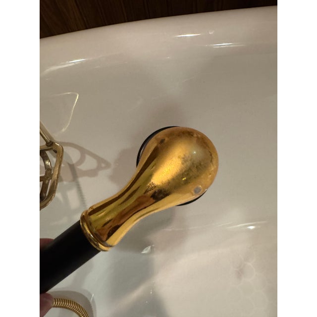 Metal Kohler Birthday Bath Cast Iron Clawfoot Tub With Brushed Gold Brass Finishes For Sale - Image 7 of 12