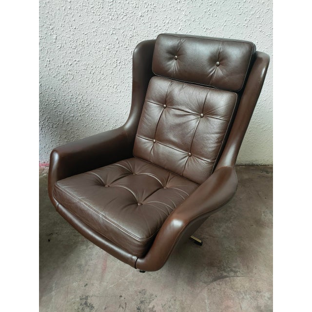 1980s Mid-Century Modern Nordic Leather Chair, 1980 For Sale - Image 5 of 10