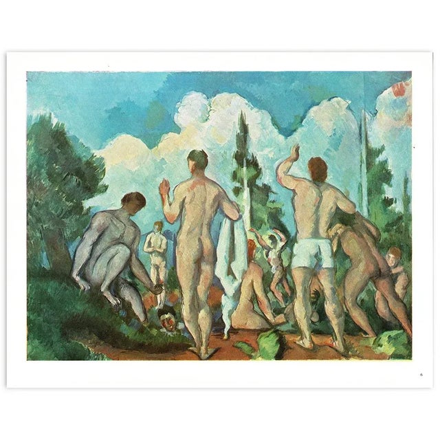 An excellent vintage First Edition large full-color print after painting "Bathers" by Paul Cezanne. Comes from an art...