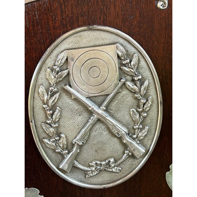 Brown Antique English Rifle Gun Shoot Trophy Award Plaque Silver Plate Shield C1910 For Sale - Image 8 of 12
